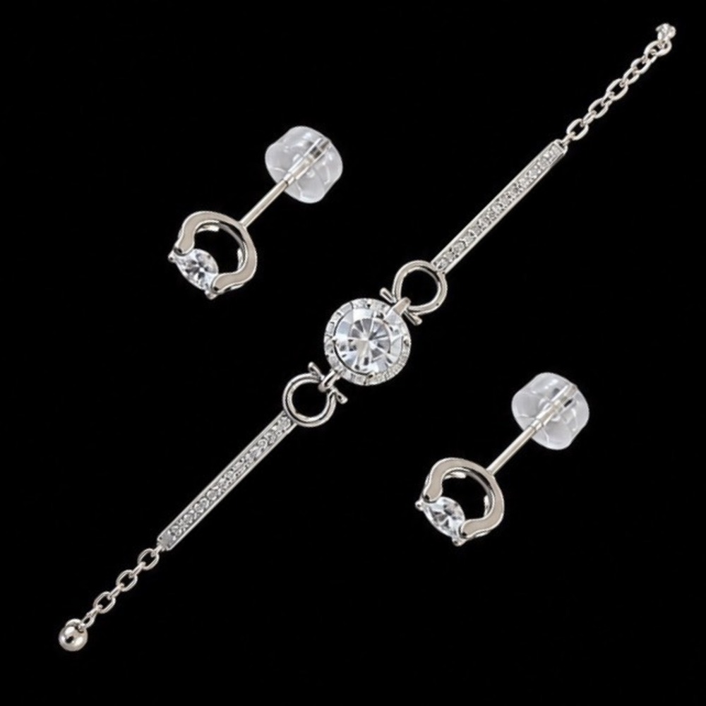 Moissanite 1.5ct Bracelet Earring Set  Certified 925 Horseshoe Setting Authentic